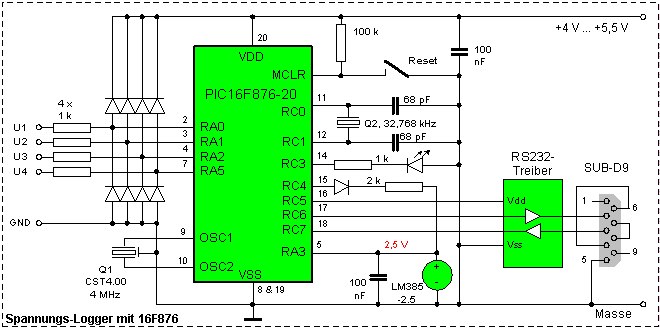 Stromlaufplan des Spannungsloggers